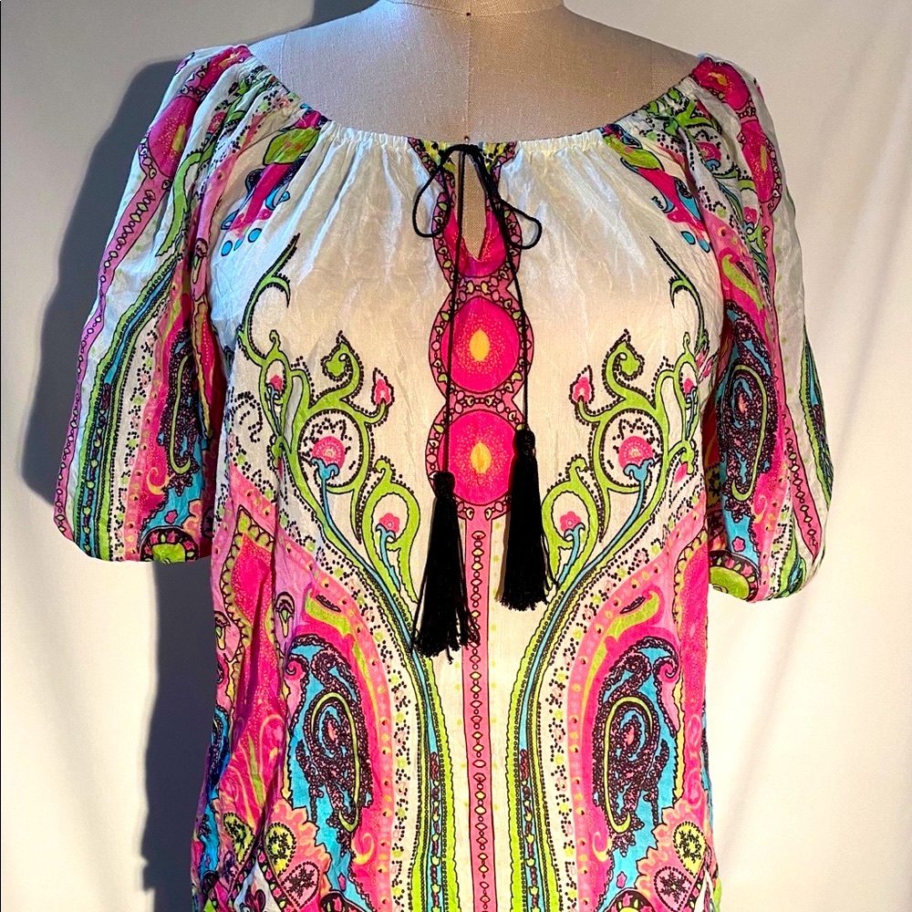 Barbie pink boho-chic blouse with tassels